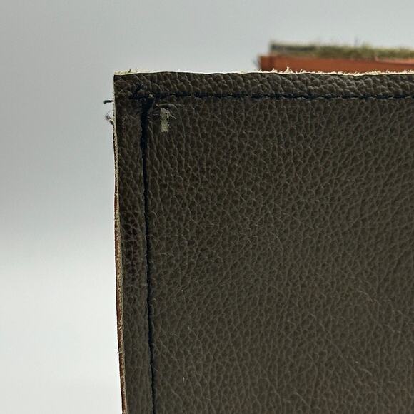 Handmade Camo Green Brown Leather Wallet Oaxaca Minimalist - Picture 7 of 11